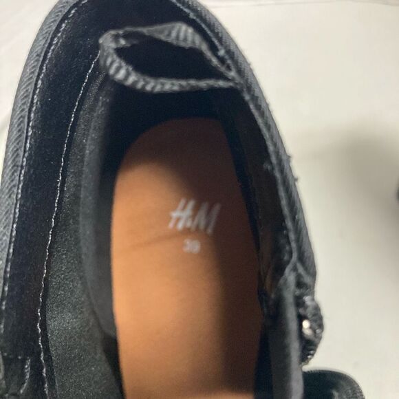 H&M Women's Faux Suede Leather Ankle Wedge Heel Zip Boots Black Size 8 - Picture 5 of 12